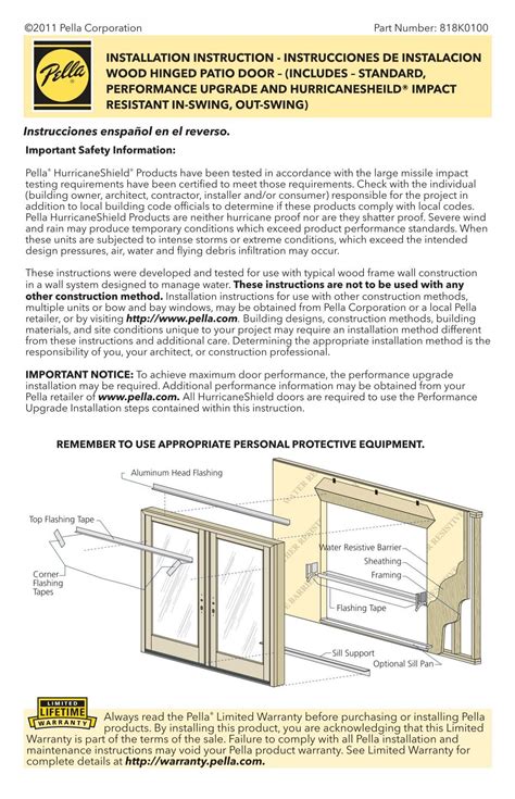 Pella Patio Door Installation Instructions at Emma Lowell blog