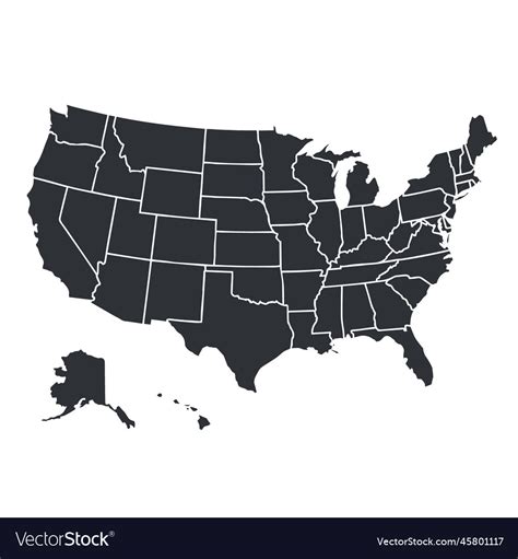 Usa map isolated on white united states Royalty Free Vector