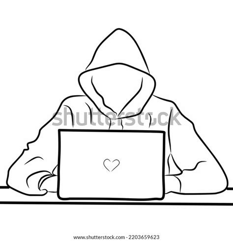 Sketch Hacker On Laptop Icon Flat Stock Illustration 2203659623 ...