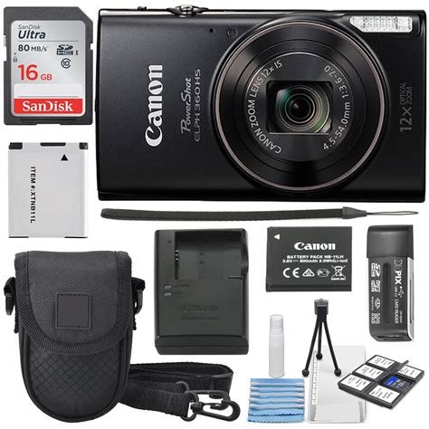 Canon PowerShot ELPH 360 HS (BLACK ) with 12x Optical Zoom and Built-In ...