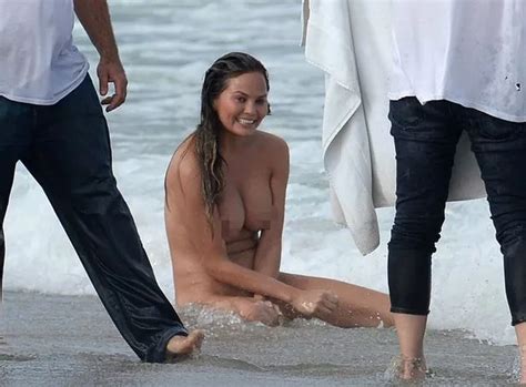 Chrissy Teigen Goes Completely Naked In The Sea For Shoot And Husband