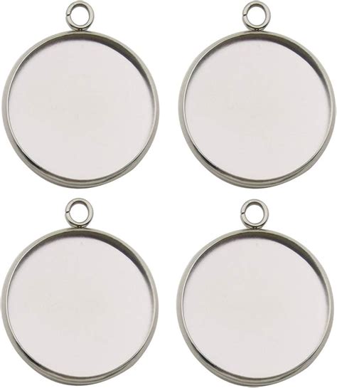 Amazon Pcs Fit Mm Stainless Steel Round Blank Bezel Pendant