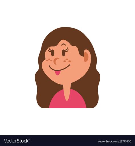 Cartoon Girl Smiling With Brown Hair