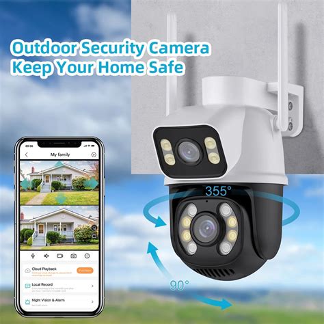 Security Camera， 4k 8mp Dual Lens Dual Screen Ip Camera Waterproof