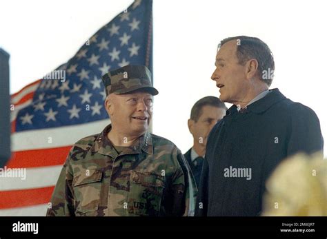 President George Hw Bush Converses With Gen Alfred M Gray