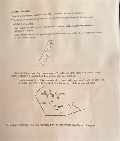 Solved Catalytic Strategies Enzymes Use Several Strategies Chegg