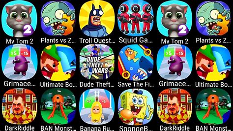 My Talking Tom 2 Plants Vs Zombies 3 Troll Quest TV Show Squid Game