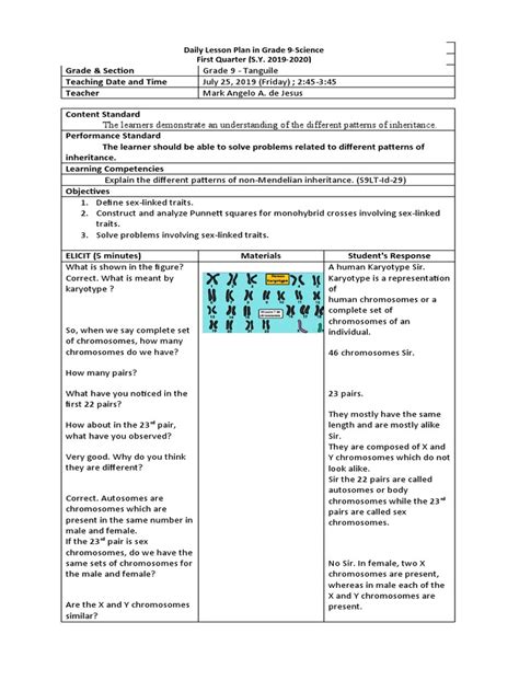 Lesson Plan Sex Influenced Pdf Genotype Genetics