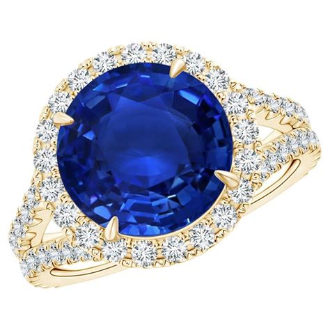 Customizable ANGARA GIA Certified Natural Ceylon Sapphire Split Shank ...