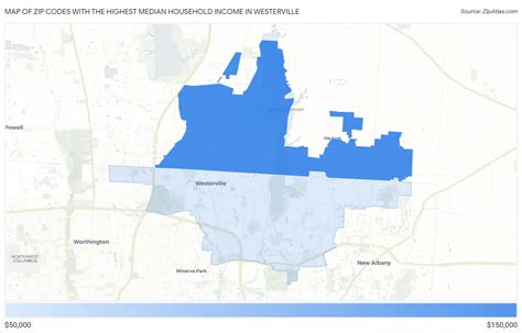 Highest Median Household Income In Westerville By Zip Code 2023 Zip Atlas