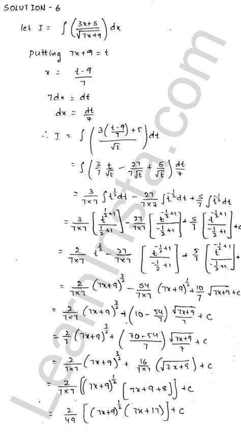 Rd Sharma Class Solutions Chapter Indefinite Integrals Ex