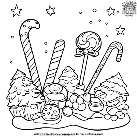 Coloring Candy Christmas Pages Cane Canes Printable Drawing Kids Treats