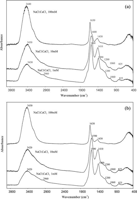 Ftir Spectra Of Paha Treated With And Mm Nacl Cacl Molar