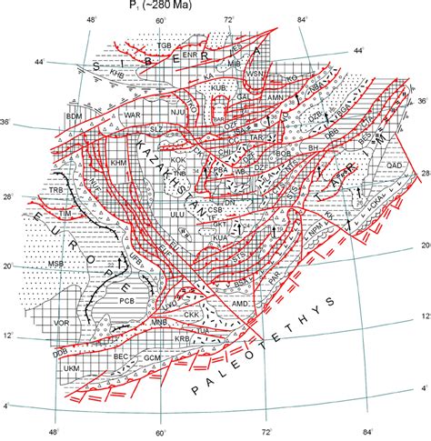 Palinspastic Map For The Early Permian 280 Ma Symbols As In Figure