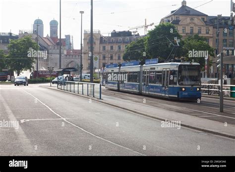 Trams Running Through The City Of Munich Stock Photo Alamy