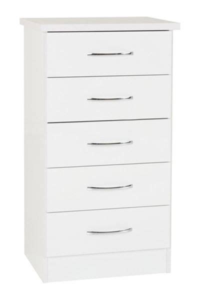 Nevada 5 Drawer Narrow Chest L40 X W50 X H93 Cm White Gloss