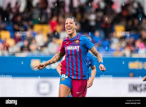 Jenni Hermoso of FC Barcelona celebrates after scoring a goal during the Primera Iberdrola match ...