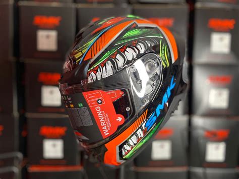 Casco Smk Typhoon Raptor Naranja Brillo Visor Transparente Cascos Pb