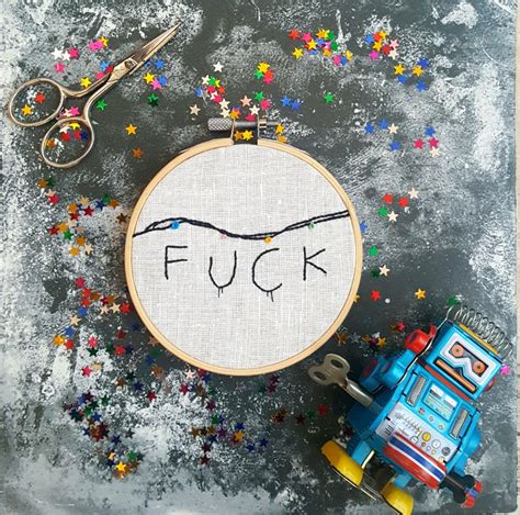 Hand Embroidered Frame Letters Stranger Things Fuck Wall Decoration