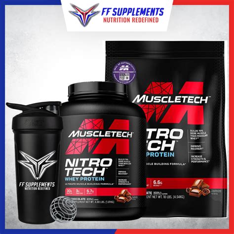 Muscletech Nitrotech Whey Protein 4lbs And 10lbs With Ff Shaker Perfornace Series Shopee