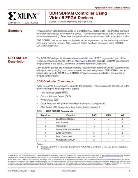 PDF Xilinx XAPP851 DDR SDRAM Controller Using Virtex 5 FPGA DDR