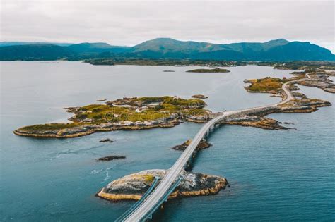 Drone Aerial View Of Atlantic Ocean Road Norway Stock Image Image Of