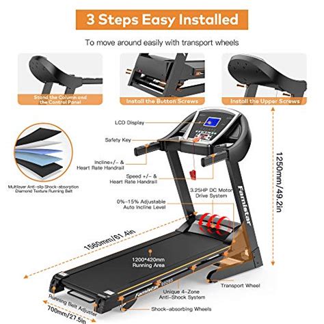 Famistar 3 25hp Folding Treadmill 15 Auto Incline 300lbs Capacity