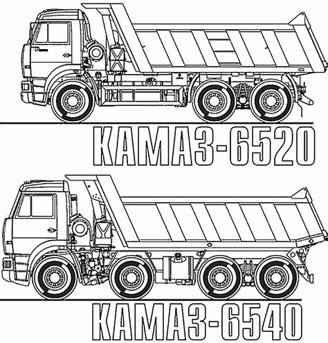 Раскраски Камазы скачать и распечатать