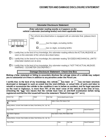 Complete Odometer Disclosure Statement For Your Vehicle