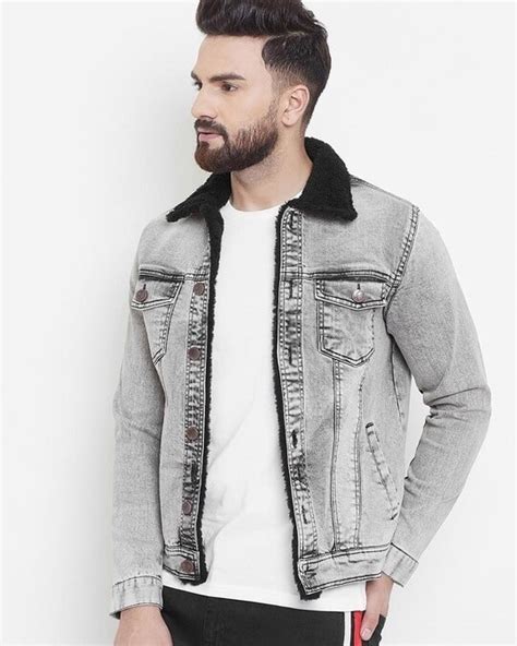 Buy Fugazee Stone Faux Fur Denim Jacket Online At Bewakoof