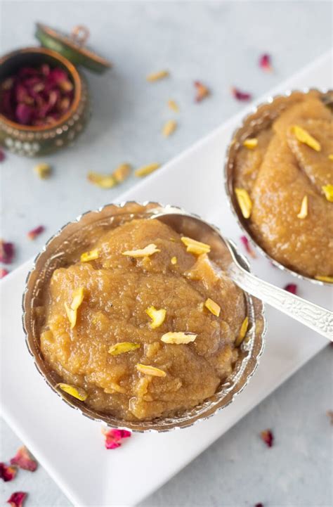 Badam Halwa With Almond Flour Piping Pot Curry