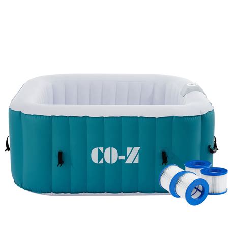 CO Z Portable Inflatable Hot Tub Spa 130 Air Jet W Pump And Cover 2 To 6 Person EBay
