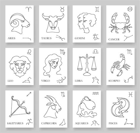 Premium Vector Continuous One Line Zodiac Signs Minimalistic