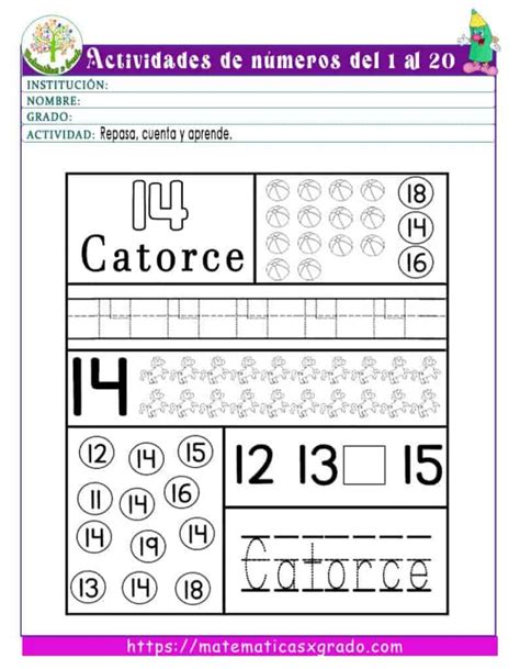 Actividades De Conteo Con Números Del 1 Al 20 Para Preescolar