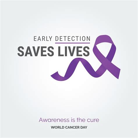 Early Detection Saves Lives Ribbon Typography Awareness Is The Cure World Cancer Day 18986042