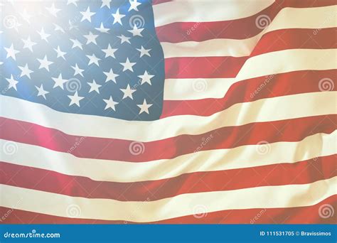 Usa Flag American Flag Blowing Wind Close Up Studio Shot Stock