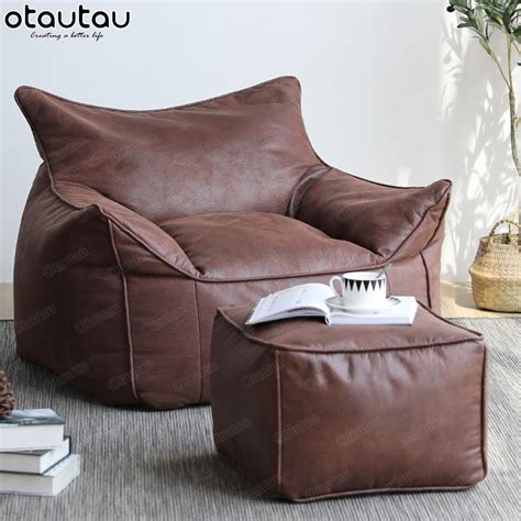 Otautau Single Sofa Covers Without Filler Faux Leather Bean Bag Chair