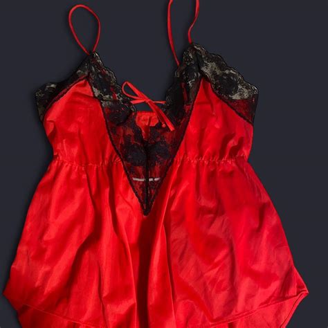 Vintage Red And Black Lace Lingerie Teddy Brand Depop