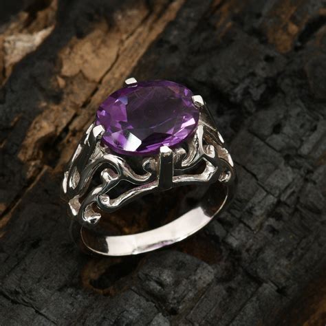 Amethyst Ring Large Men S Ring February Birthstone Etsy