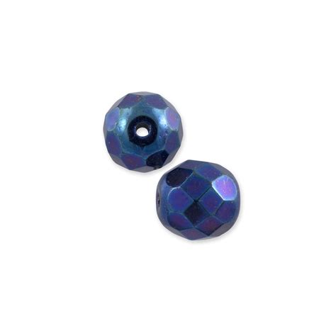 Czech Fire Polished Rounds 6mm Blue Iris 10 Pcs