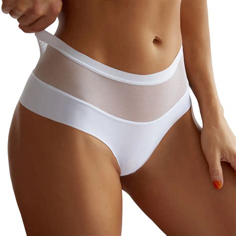 Calcinha Sexy De Malha Para Mulheres Lingerie Transparente De Cintura