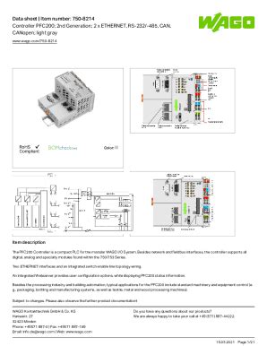 Fillable Online Data Sheetitem Number Controller Pfc Nd