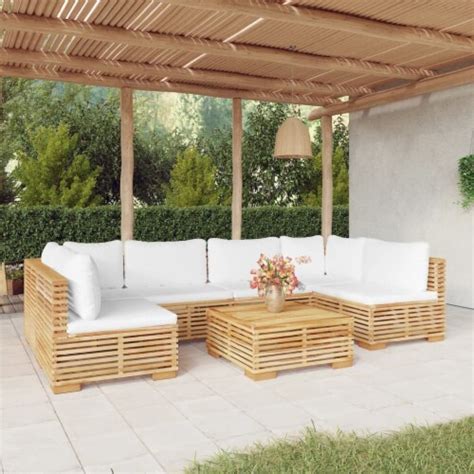 Vidaxl Piece Patio Lounge Set With Cushions Solid Wood Teak