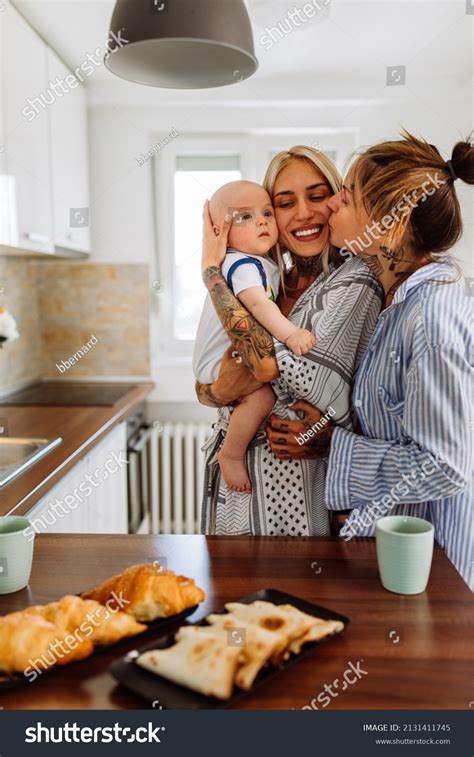 Happy Lesbian Couple Relaxing Their Son Stock Photo Shutterstock