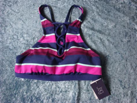 Jag Striped Bikini Swim Top Sports Racerback Bra Sizes XS Or L NWT EBay