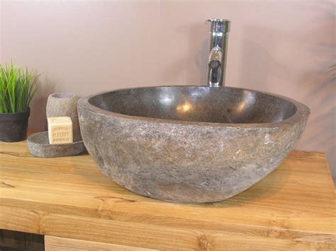 Vasque Poser En Pierre Naturelle Galet De Riviere Cm Stone Sink