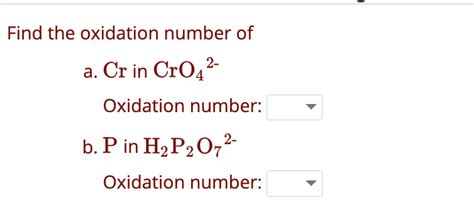 Solved Find The Oxidation Number Of A Cr In Cro42−