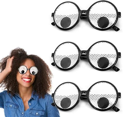 Abeillo 3 Pieces Funny Eyes Glasses Shaking Googly Eyes Glasses Giant Googly Eyewear Funny