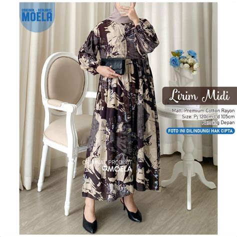 Jual LIRIM MIDI DRESS ORIGINAL BY MOELA Midi Dress Motif MIDI Dress