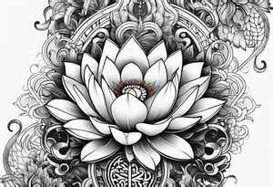 One Vertical Tattoo That Combines Lotus Flower Phoenix And Helix